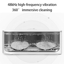 Limpiador Ultrasónico Dental de 48 KHz con Soporte para Joyas, Gafas y Prótesis Dentales. Enchufe Europeo.