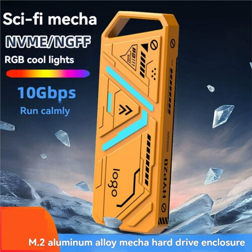 M2 SSD Case M.2 NGFF/NVME Dual Protocols SSD Enclosure Portable RGB SSD Hard Disk Case 10Gbps USB3.1 Type-C for PC 1