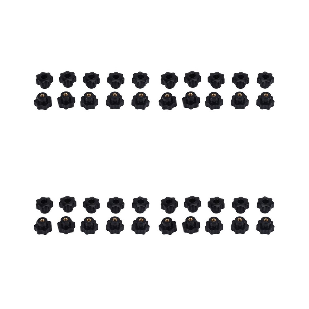 40Pcs M6 Female Knob Screws M6 X 32Mm Female Threaded Star Clamping Knob Grip Black 4711239767966