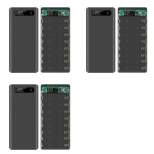 3X 18650 Akku-Powerbank-Gehäuse LCD-Display Unterstützung 20000 MAh LCD-Display für 8X18650 Akku DIY Powerbank-Gehäuse (Schwarz)