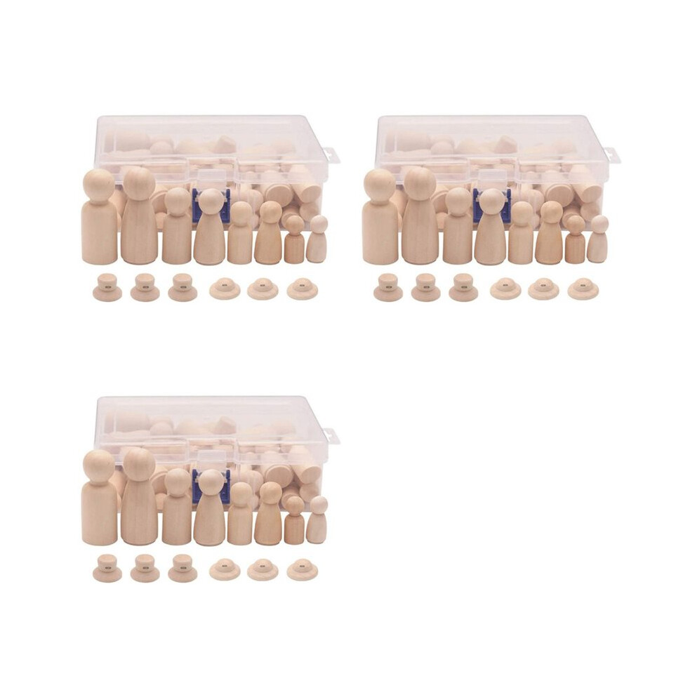Wooden Peg Dolls, 168Pcs Unfinished Decorative Diy Angel Tiny Doll Bodies Painted Natural Wooden People With Hats 6031700105232