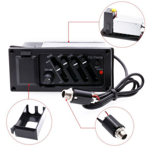 5X 4-Bands EQ Equalizer Piezo Pickup för EQ-7545R Pre-Amp Akustisk Gitarr Preamp Tuner 2