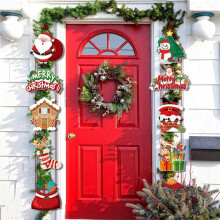 4X Merry Christmas Hanging Door Banner Santa Couplet Christmas Decorations for Home Xmas