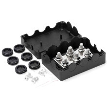 2X 500A Marine Bus Bar 48V Automotive Power Distribution Block Current 6 Dubbs Plastkåpa för Bilbåt Auto Black