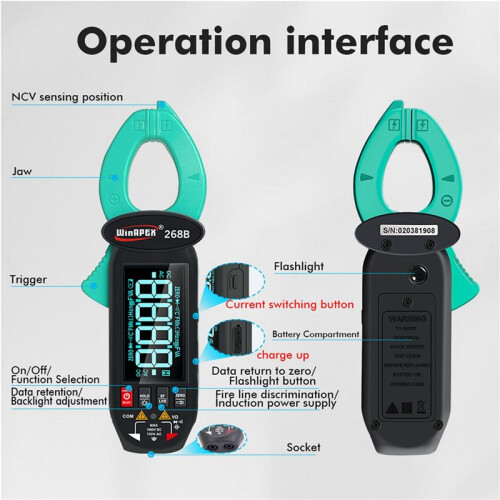 2X WinAPEX 268B Intelligent Large Screen AC- Leakage Meter 600MA-60A Multi-Function Leakage Current Meter 2