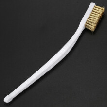 10 Pcs 6.9 "Length Plastic White Handle Bristle Brush brass metal