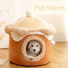 Cat Dog House Cave Warm Winter Deep Sleep Pet Nest Geometric Ice Cream House Fun Comfort Nest for Medium 48x48cm