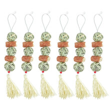 6 STKS Natuurlijke Stro Bal Hangende String Huisdier Konijn Kiezen Speelgoed Om Verveling Hamster Accessoires Huisdier Producten