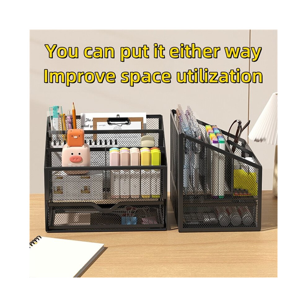 1Pcs Metal Desktop Organizer File Holder Stationery Organizer Metal Shelf Locker Pen Holder, Suitable For Office/School 6034087620770
