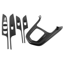 For Navara NP300 Window Glass Lift Button Panel Cover & Carbon Fibre Car Gear Shift Knob Frame LHD
