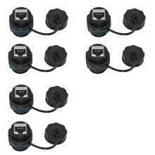 6PCS RJ45 Panel Mount Coupler, IP68 Shielded Industrial Panel Mount Ethernet LAN Through Connector for CAT6/CAT5E/CAT5