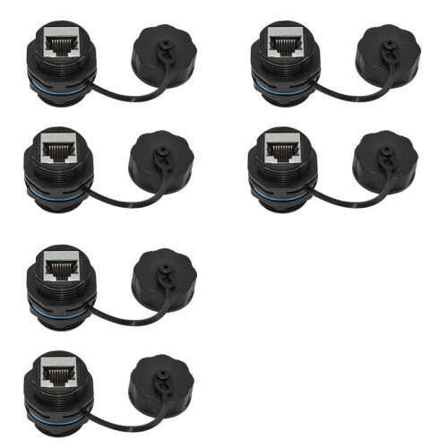 6PCS RJ45 Panel Mount Coupler, IP68 Shielded Industrial Panel Mount Ethernet LAN Through Connector for CAT6/CAT5E/CAT5