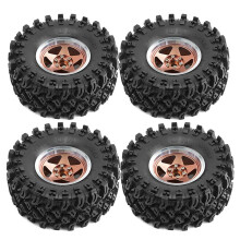 4pcs 136mm Metal 2.2Inch Beadlock Wheel Rim Tire Set for 1/10 RC Crawler Car Axial SCX10 Wraith RR10 Capra TRX4 Brown