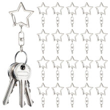50Pc Star Shaped Spring Snap Keychain Clip with Chain Hanging Buckle and Open Jump Ring,for Jewelry Making Keychains DIY