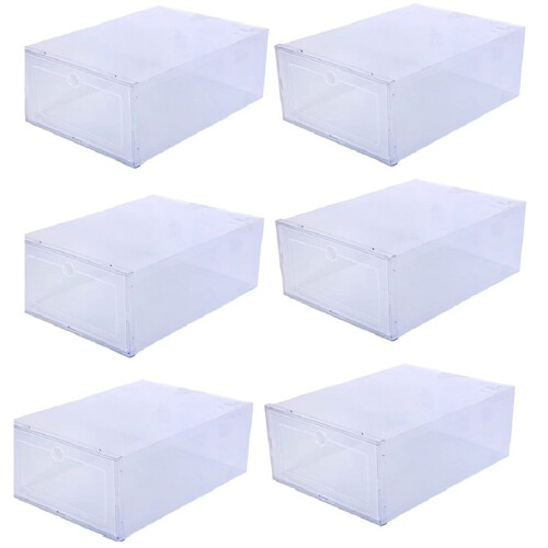 6 Pack Transparent Shoe Box Shoes Organizers Thickened Foldable Dustproof Storage Box Stackable Combined Shoe Cabinet 1