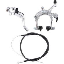 Front Fixie Road Bike Brake Set Bike Brake Kit Bike Caliper Brake Kit Side Pull Brake Set For Most Fixie Bike Silver