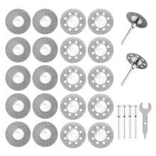 Diamond Cutting Wheels (25 mm) 20 with 402 Mandrels (3 mm) 4 Rotary Tool Mandrels