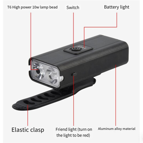 LED Bike Light USB Rechargeable Multi-Function High Brightness Night Riding Waterproof Flashlight 1
