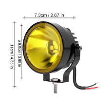 2st 4 Tums Led Arbetsljus 4x4 Offroad 30W 14000lm Superljusvita Runda Dimljus för Motorcykel ATV-Båt Gul