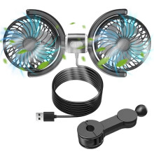 Car Back Cooling Fan 3 Speed USB Car Rear Headrest Fan 360 Rotatable Car Neck Cooler Fan for Car Vehicle SUV