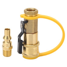 1/4Inch Propane Quick Connect Fitting Set, Solid Brass Corrosion Resistance Shutoff Valve Compatible with Low Pressure Propane Systems for Grills