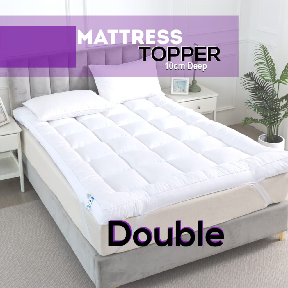 Chilimilii (Double) Mattress Toppers Microfiber 10Cm Hotel Quality Box Stitch Anti Allergy All Sizes