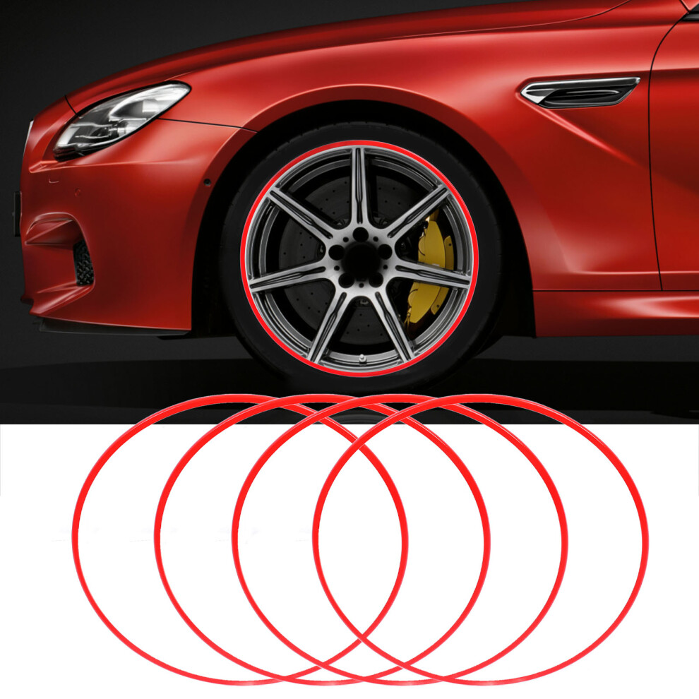 4Pcs 18 Inch Abs Wheel Rim Protector Self Adhesive For Car Red 4651386649114