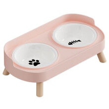Comedero Doble para Gatos, Dispensador de Agua con Altura Ajustable para Perros y Gatos, Suministros Elevate Feeding para Gatitos, Color Rosa.