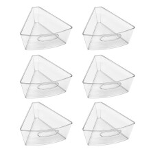 6 Pack Fan-Shaped Storage Box Cabinet Organizer Bins for 24"- 25" Diameter Corner Organizer 1/8 Wedge - Food Safe