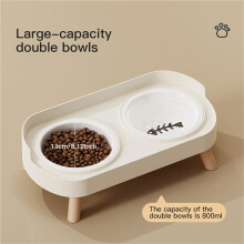 Pet Cat Double Bowl Feeder, Adjustable Height Cat and Dog Water Dispenser, Elevate Feeding Kitten Supplies Yellow