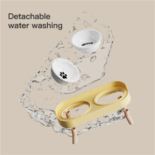 Voederbak voor Katten met Dubbele Kom, in Hoogte Verstelbare Waterdispenser voor Katten en Honden, Elevate Feeding Kitten Supplies, Wit
