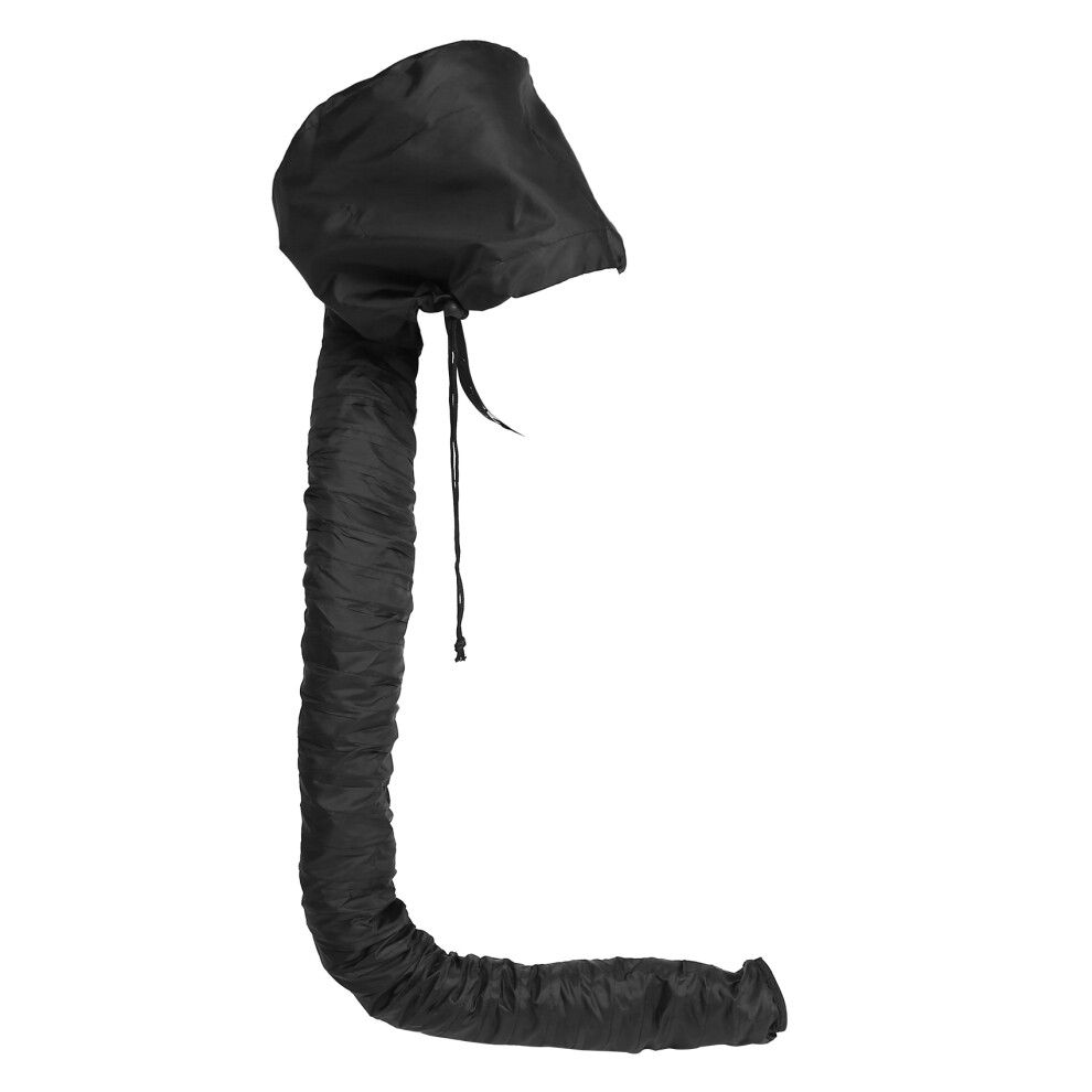 Black Hood Hair Dryer Attachment- Soft, Adjustable Extra Large Hooded Bonnet For Hand Held Hair Dryer With Stretchable Grip And Extended Hose Length (Black)