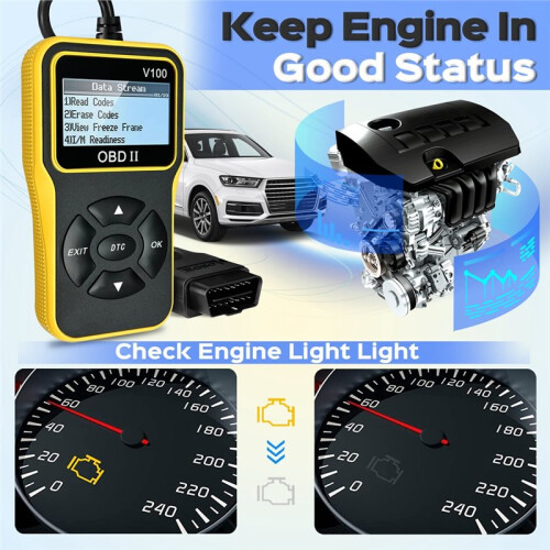 OBD2 Scanner Diagnostic Tool Enhanced Auto Engine Code Reader with Reset for Efficient Car Diagnostics 2