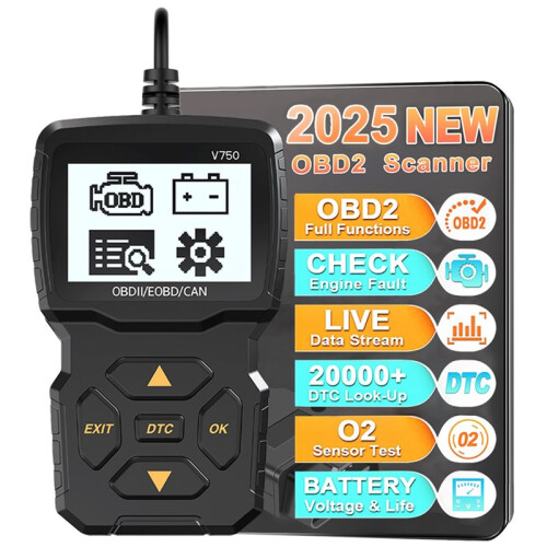 OBD2-Scanner V750 - Kfz-Diagnosegerät - Mehrsprachiger Batterietester & Motorcode-Lesegerät 2