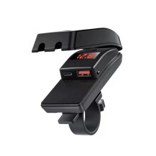 Motorcycle USB Fast Charger 12V Waterproof PD USB-C & QC 3.0 Power Outlet Socket with Voltmeter Phone Charger