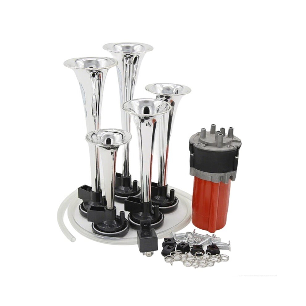 Musical 5 Air Horns 12V Dixieland Melody Trumpet Truck Horn With Compressor For Vehicle Car Truck Boat 6133495322242