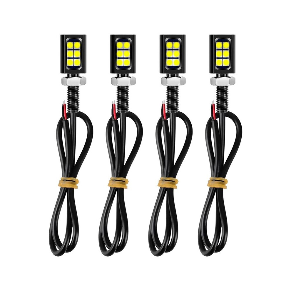 12V Led License Plate 6Smd 3030 Screw Bolt Tag Lamp 6000K Waterproof For Car Truck Rv Motorcycle 4Pcs Light/Yellow 4712117412756