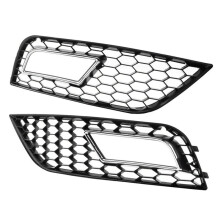 Front Bumper Fog Light Lamp Grille Covers Honeycomb Mesh RS4 Style for  A4 B8.5 Facelift 2013 2014 2015 2016 Chrome