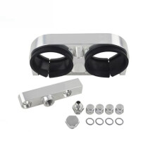 Twin Fuel Pump Bracket Billet Aluminium Assembly OUTLET Manifold in Silvery for 044 Fuel Pump