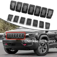 6AZ88DX8AB 63257203224 6AZ88XS9AB Mesh Honeycomb Front Grille Inserts Frame for Cherokee 2019-2022 Chrome Black