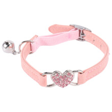 Encanto del CorazóN y Campana Gato Collar EláStico de Seguridad Ajustable con Material de Terciopelo Suave Collar Producto para Mascotas PequeñO S