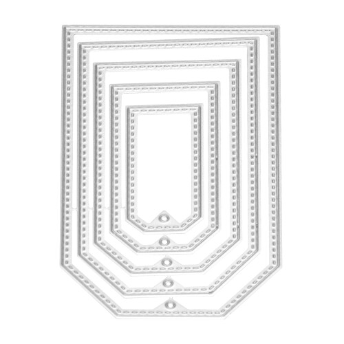5x Carbon steel Geometry Cutting Dies Stencil Scrapbooking Embossing DIY Card Decor Silver Rectangular-tag-shaped 1