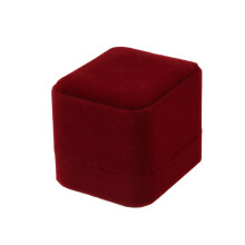 Classic Velvet Engagement Ring Box (Dark Red)