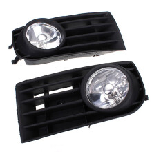 White Fog Light Grill Kit For Mk5 Rabbit 2006 2007 2008 2009 Front Bumper Grille Fog Lamp