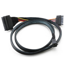 0.5M/1.5Ft SAS SFF 8643 to U.2 SFF-8639 Cable with 15 Pin Female Connector SSD Power Cable Wire 12Gb/S
