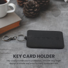 Key Card Holder For Model 3, Anti-Dust Light Leather With Keychain For Model 3 Accessories Black