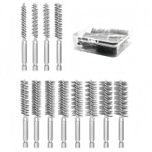 12 Pcs Bore Brush Set,1/4" Hex Shank Twisted Wire Bristles,5/16"-1-3/16" Stainless Steel Wire Brush Bore Cleaning Brush