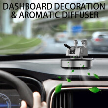 Artillery Vehicle Car Air Freshener Solar Powered Rotating Aromatic Diffuser for Car Interior Dashboard Roof Decoration