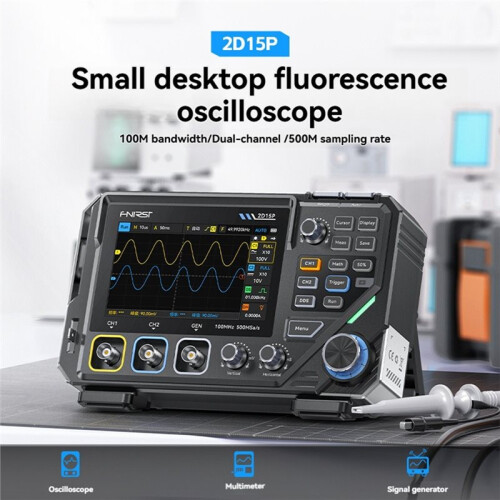 2D15P Digital Oscilloscope 3-in-1 Digital Multimeter Oscilloscope Signal Generator Auto Range for Voltage/Current