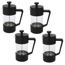 4X Macchina per Caffè E Tè French Press 12 Once, Pressa per Caffè Nel Vetro Borosilicato Addensato Nera